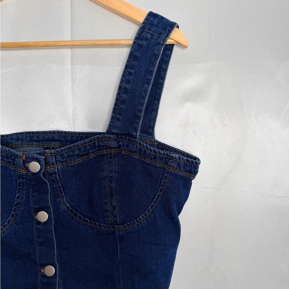 Allegra K Blue Denim Crop Top - Picture 5 of 10